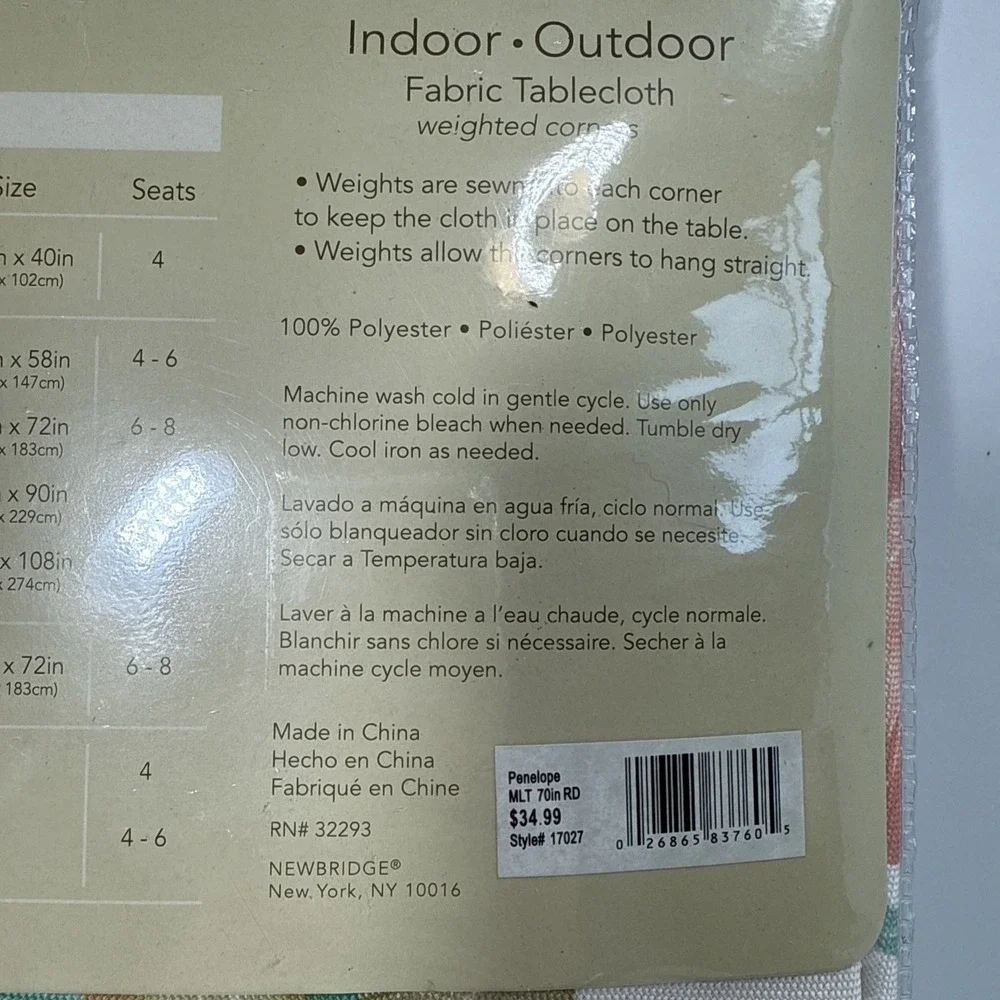 70 in Round NEW Casual Living by Newbridge Indoor Outdoor Fabric Flowers & Leave